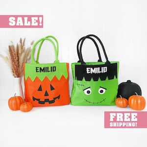 Bolsa de Halloween personalizada para niños, bolsa de dulces para niños, bolsas de dulces de Halloween personalizadas