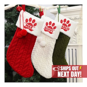 Custom Dog Christmas Stocking, Knit Dog Christmas Stocking, Custom Christmas Stockings, Personalized Stockings