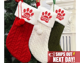 Custom Dog Christmas Stocking, Knit Dog Christmas Stocking, Custom Christmas Stockings, Personalized Stockings