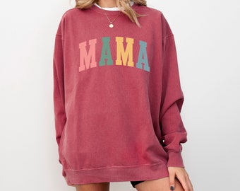 Mama-sweater | Meerkleurige brieven | Inktgedrukte letters | Cadeau voor mama | Mama trui