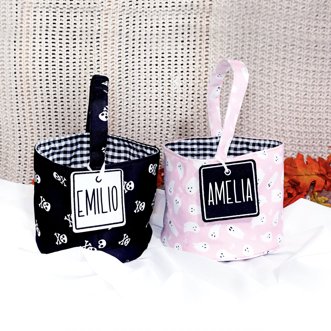 Halloween Basket, Custom Pastel Halloween Bag, Pink Halloween Personalized Trick or Treat Basket, Halloween Bag