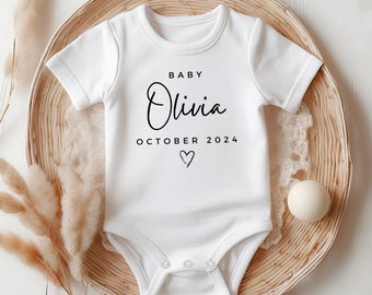 Benutzerdefinierte Schwangerschaftsankündigung Onesies®, Schwangerschaftsankündigung Baby Onesies®, personalisierte Baby Onesies® Babyname Onesie®, Neutrales Baby