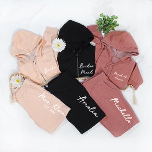 Personalized Bridesmaid PJs, Maid of Honor PJs, Personalized Bridal Party Joggers, Wedding Morning Sets, PJ Sets for Bridal Party