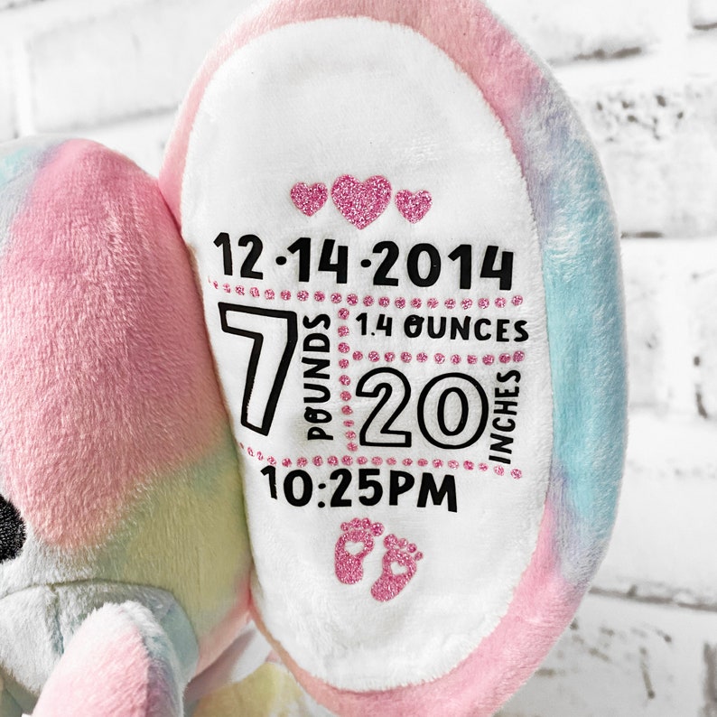 Birth Announcement Keepsake, New Baby Gift, Custom Stuffed Elephant, Baby Gift, personalized Elephant image 5