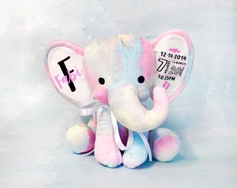 Birth Announcement Gift, Baby Keepsake, Birth Stat Elephant, Keepsake Elephant, New Baby Gift, Personalized Elephant