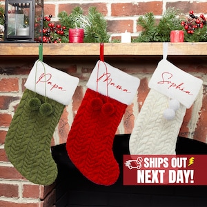 2023 Personalized Christmas Stockings, Knit Christmas Stockings, Custom Family Stockings, Holiday Stockings Gifts, Monogram Custom Stocking