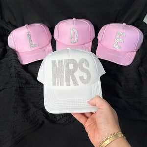 Bride Rhinestone Mrs Cap, Honeymoon Custom Hat, Bride, Wedding, Bachelorette Party Hat for Bride, Bridal Party, Bride Bling