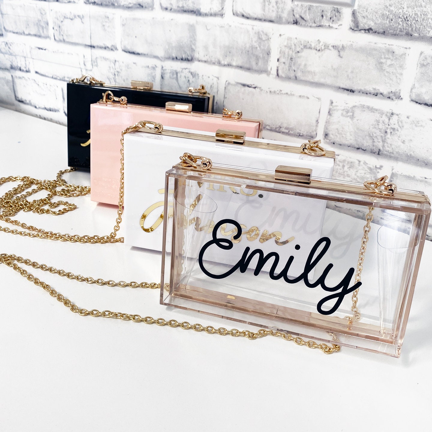 Unique Holiday Gifts for Women, Best Friends, Her, Co Workers Personalized  Acrylic Clutch Purse Custom Personalized Acrylic Purse EB3338P 