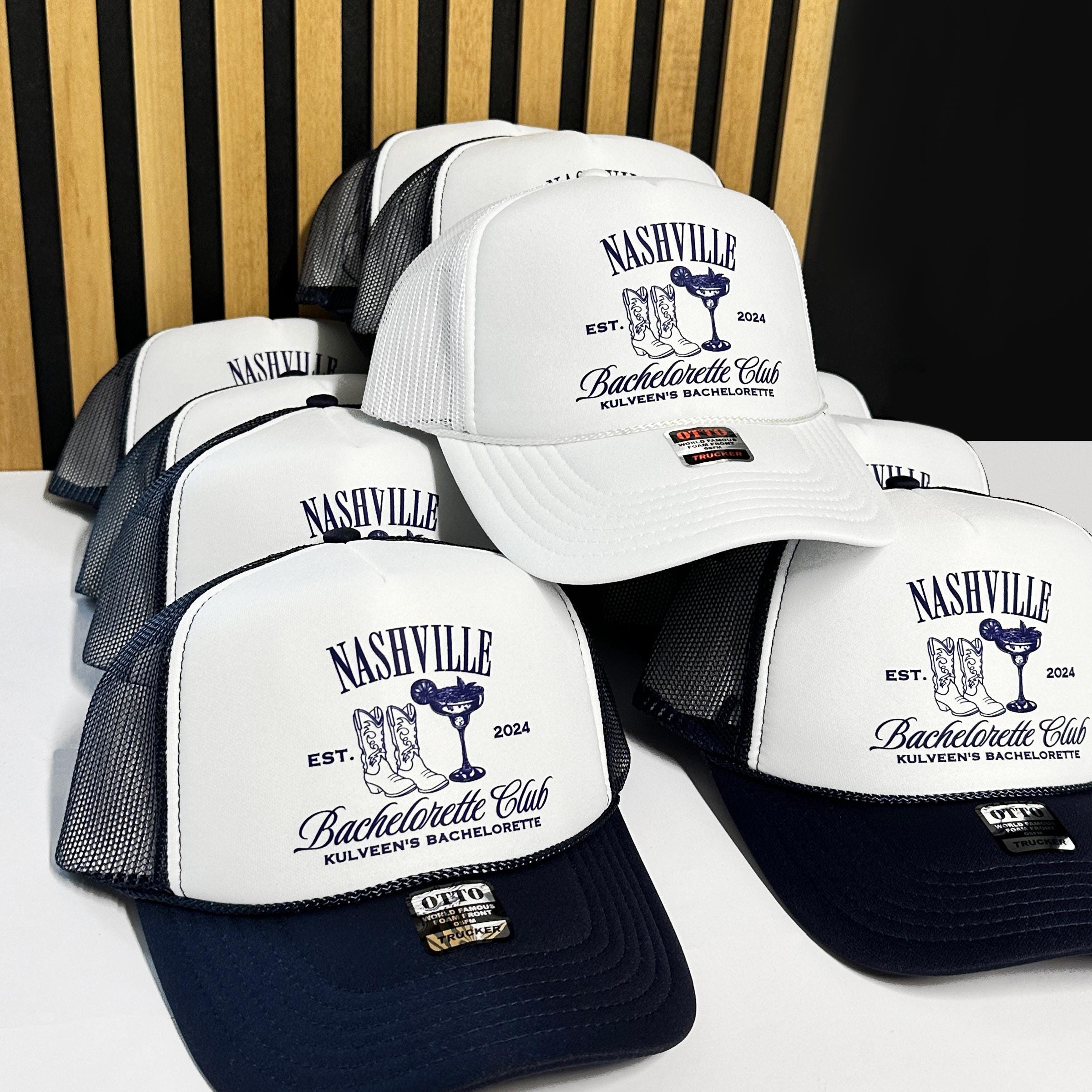 Custom Bachelorette Party Nashville Trucker Hats, Nashville Custom Location Bachelorette, Custom Destination Girls Trip Bach Party