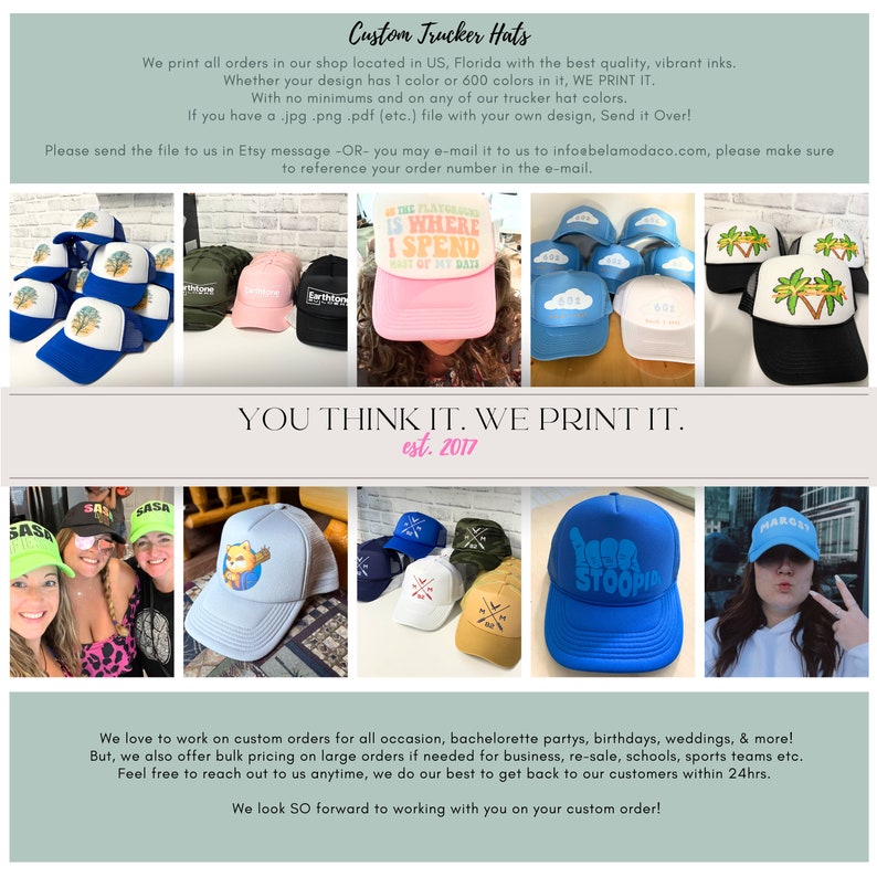 Custom Trucker Hats, Personalized Summer Party Hats image 3