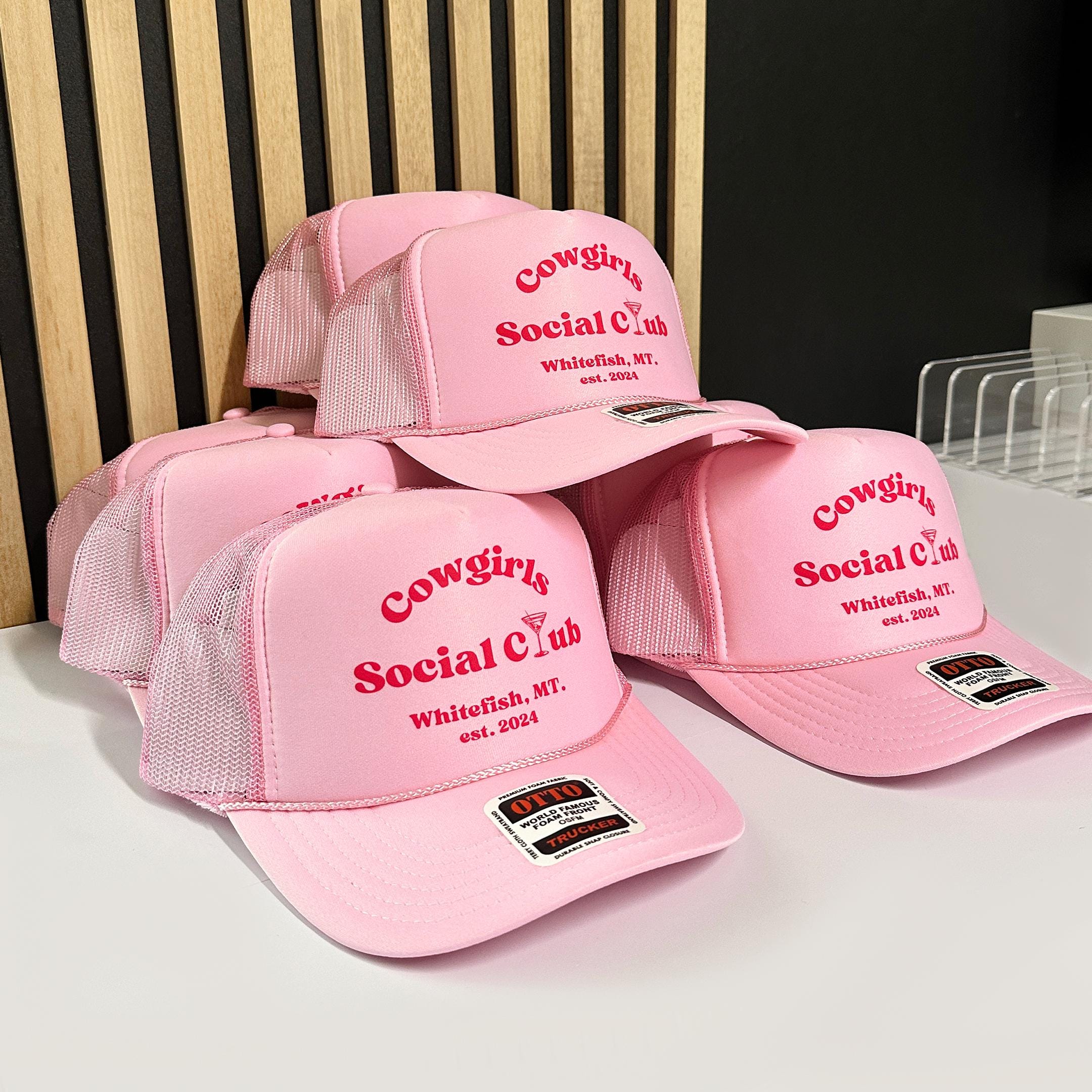 OTTO Pink and White Cowgirl Social Club Trucker Hat the official members of the Palm Springs social club ? main image 3