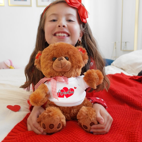 Personalisiertierbarer Teddybär – Mit Text Oder Foto, 20 cm, Geschenk Für Valentinstag & Geburtstag