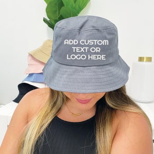 Custom Grey Bucket Hat, Custom Print Bucket Hat, Custom Logo Hat, Custom Text Hat, Bucket Hats, Custom Bucket Hat, Custom Logo Hat