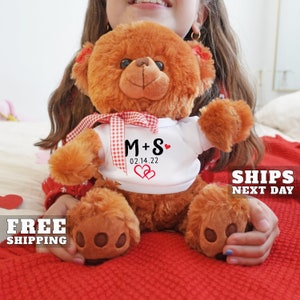 Personalized Valentine&#39;s Day Teddy Bear, Gifts for Her, Gifts for Him, Valentine&#39;s Day Gifts