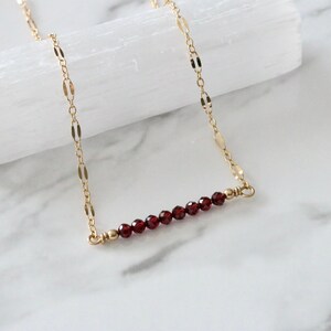 Garnet Necklace, January Birthstone Necklace, Customizable Chain Necklace, Family Birthstone Necklace, Simple Minimalist Jewelry Gift