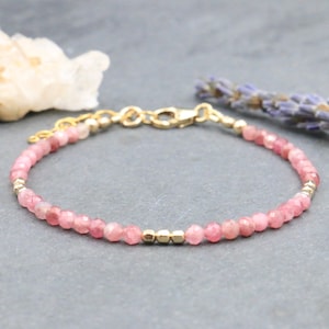 Pink Tourmaline Bracelet: Gold-Filled October Birthstone Jewelry