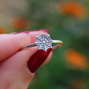 Spider Web Ring, Sterling Silver Spider Web Ring, Spooky Ring, Goth Ring, Halloween Ring, Spooky Halloween Jewelry, Spoopy
