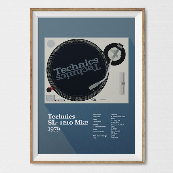Technics SL-1210 Mk2 Giclée Print, Turntable Poster, Large Wall Art, Living Room Decor, New Home, Music Studio, DJ, Vinyl Player, Technics