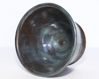 Ceramic Bowl - Midnight Blue - dark blue, brown, round vase, short vase, pottery bowl, handmade pottery bowl planter, short pot