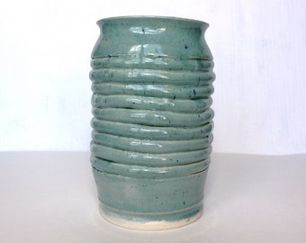 Ceramic Vase - robin's egg blue, light blue tall vase, large ceramic pot, sky blue pottery, round blue vase, handspun pottery, textured pot