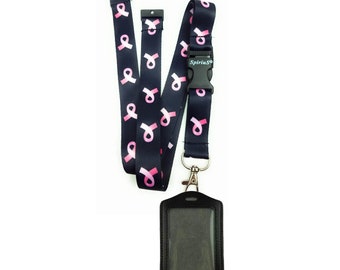 SpiriuS Cancer logo black Breakaway Lanyard Neck Strap and black ID Badge holder