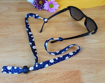 SpiriuS Daisies in Black flowers Neck strap lanyard Glasses sunglasses HOLDER String Cord Retainer Eyewear chain adjustable length