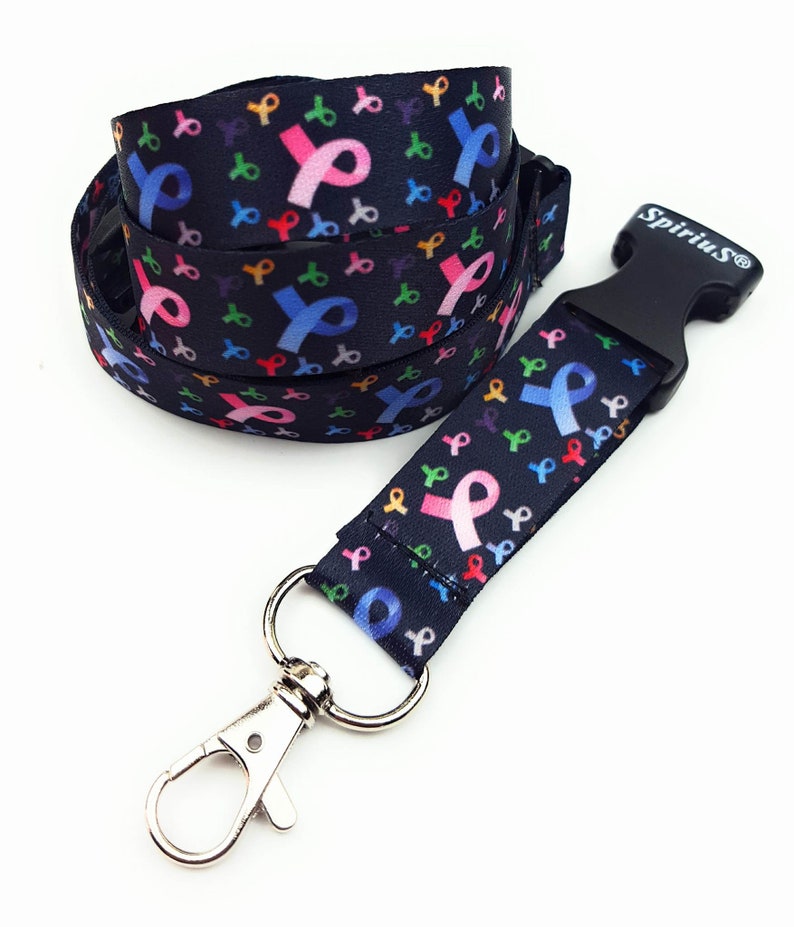 Portabadge Con Cordino Collo E Lato Doppio Per 2 Carte - Nero, Sicurezza Breakaway, Marca Spirius