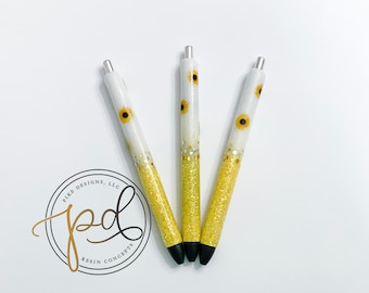 Sunflower Glitter Pen | Ombre glitter pen | Refillable Pen | Custom Inkjoy pen | Sunflower | Teacher | Nurse | Office | gift