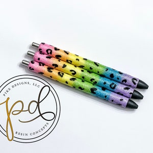 Rainbow Leopard Glitter Gel Pen: Custom InkJoy Refillable Pen
