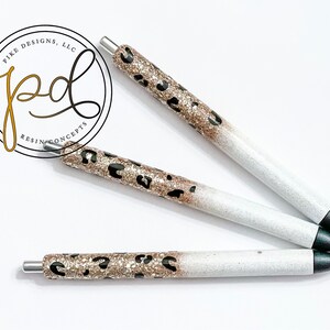 Leopard Glitter Pen | Glitter Ombre Pen | Refillable Pen | Custom inkJoy Pen | Nurse | Office | school | journaling | gift