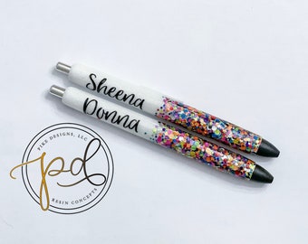 Confetti Glitter Pen | Ombre pen | Rainbow Dot Pen | Refillable Pen | Custom InkJoy Pen | Confetti | Glitter Dot Pen | Teacher Pen