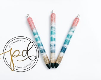 Glitter Beach Pen | Ombré | Refillable Pen | Custom Inkjoy | Glitter Pen | Ocean gift | Beach Gift | Beach Pen | Beach Wedding