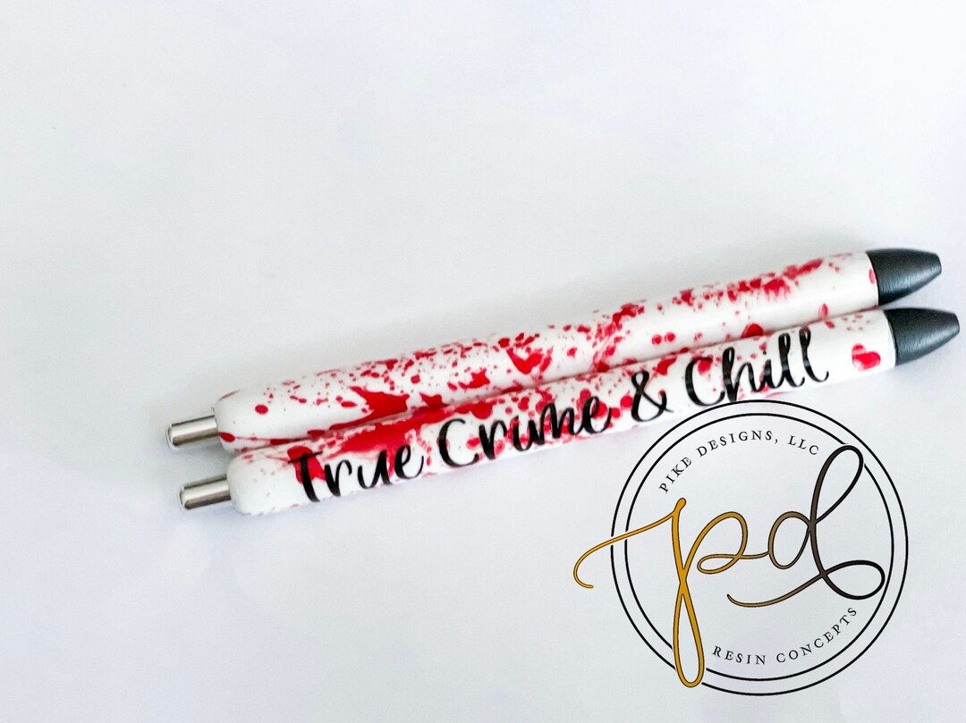 True Crime Pen Blood Spatter Glitter Pen Refillable Pen - Etsy