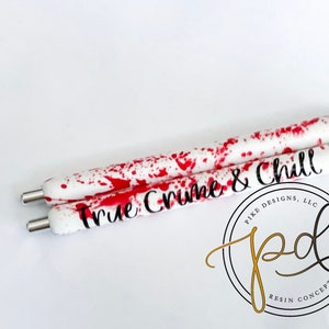 True crime Pen | Glitter Pen | Refillable Pen | Custom Inkjoy Pen | Horror | Forensics | office | true crime | Christmas Gift