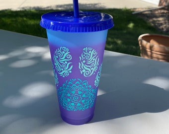 Color changing tumbler Paw mandala