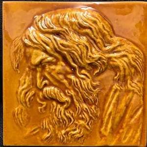 Stunning High Relief Handmade Architectural Majolica Fireplace Tile