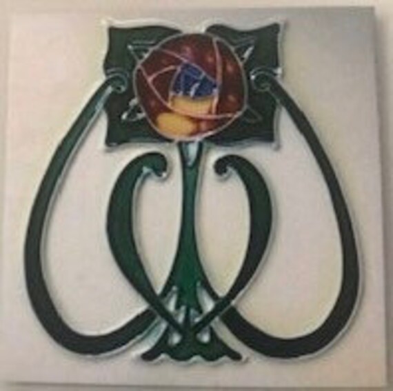 Handmade Art Nouveau Tubelined Majolica Fireplace Tile Etsy