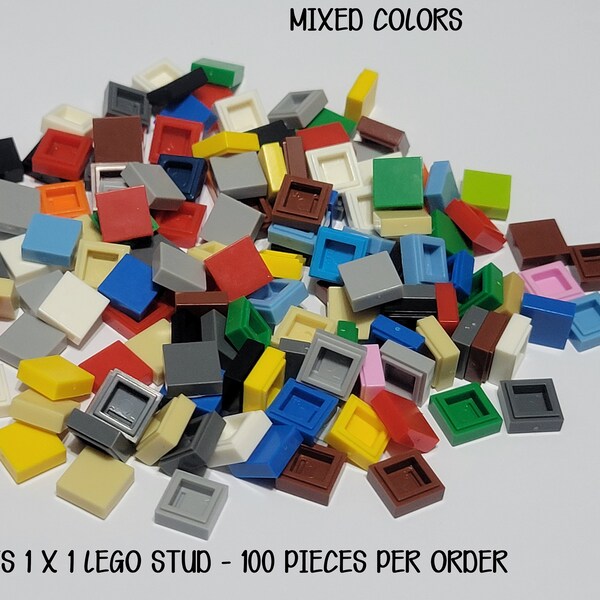 Blocks - 100 Pieces 1x1 SQUARE Tiles - For Lego Mosaic - Fits 1x1 Stud Baseplate - Assorted Colors