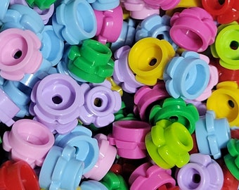 100 Pieces 1x1 Round Flower (Petals) with Edges - Mixed / Various Colors / Assortment Lot