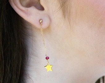 Mars Red Earrings - Star Drop -  Celestial - Cosmic - Galaxy - July Ruby Birthstone - 90s Anime Inspired - Kawaii - Usagi - Luna