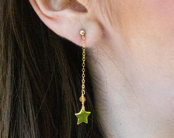 Venus Star Earrings - Star Drop  - Celestial - Cosmic - Galaxy - 90s Anime Inspired - Luna - Artemis - Usagi - Magical Girl - Yellow Orange