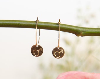 Mars Planet Earrings Hoops - Aries Zodiac - Horoscope - Astrology - Constellation - 90s Anime Inspired - Usagi - Luna