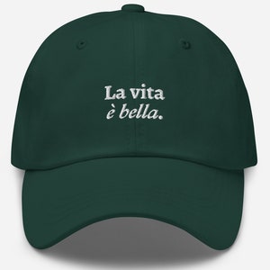 Sombrero bordado La Vita è Bella: gorra italiana de sarga de algodón de verano para papá