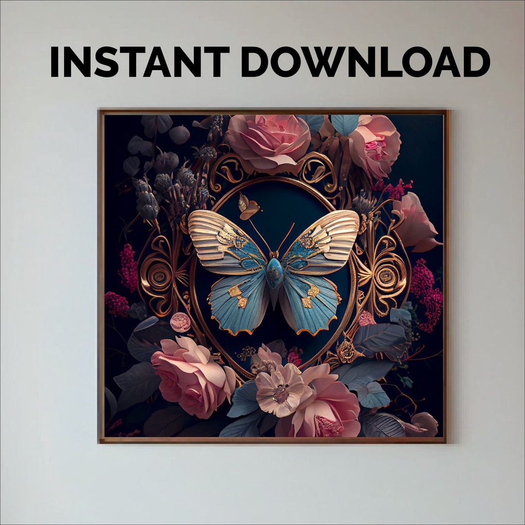 Large Butterfly Wall Art Printable Poster Maximalist Decor Etsy