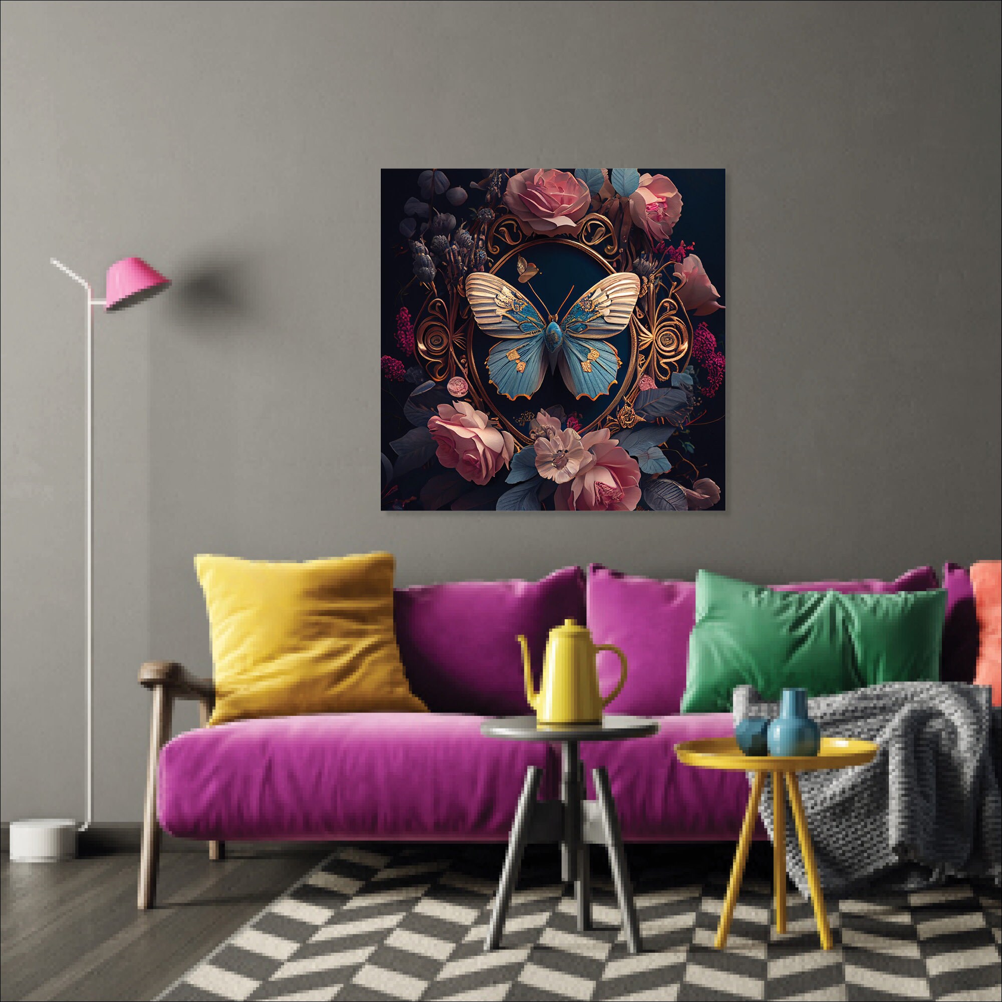 Large Butterfly Wall Art Printable Poster Maximalist Decor Etsy