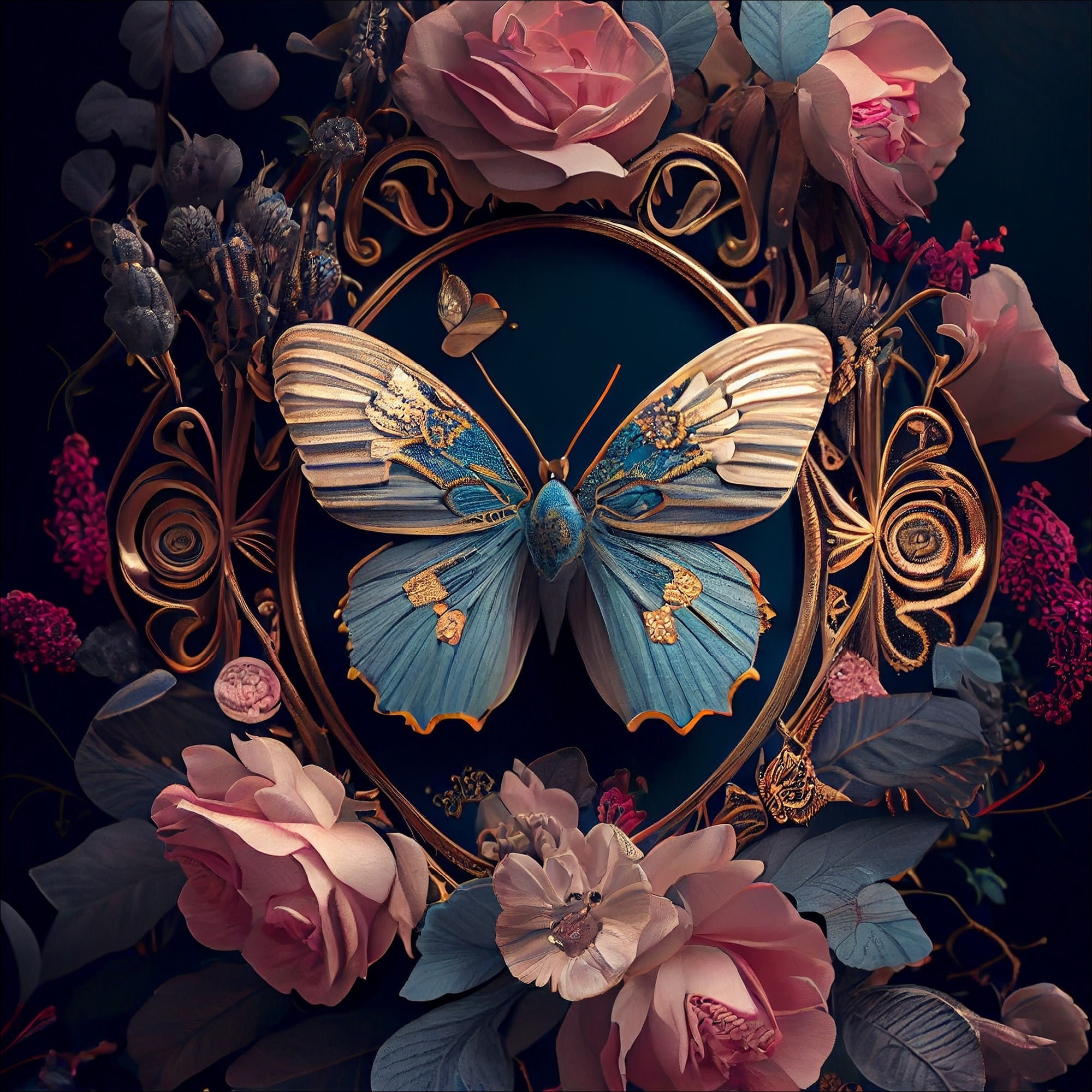 large-butterfly-wall-art-printable-poster-maximalist-decor-etsy