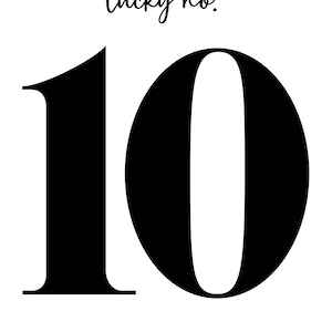 lucky number 10 bold printable art modern black white etsy