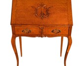Antique Victorian Quartersawn Oak Drop Front Writing Secretary Desk