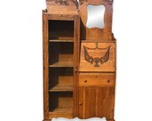 Antique Victorian Larkin Oak Side by Side Bookcase Secretary Desk