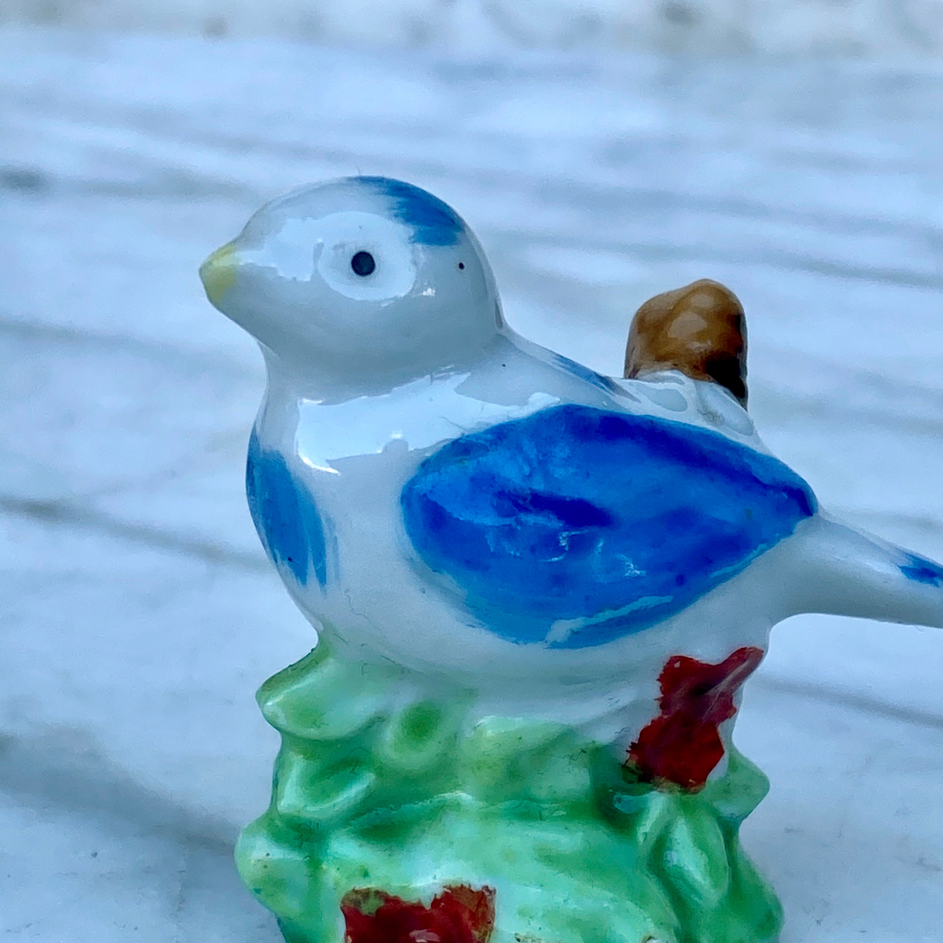 Vintage Porcelain Blue Bird on Branch Figure Made in Japan Etsy